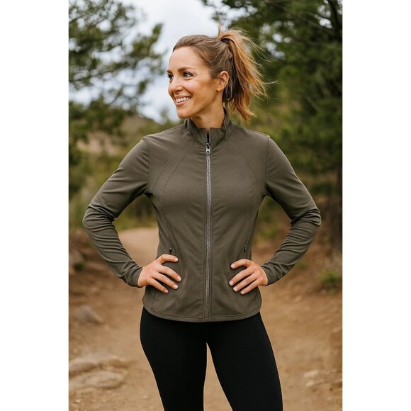 Spanx size Medium Contour Active Jacket Full-Zip Stretch Olive Green - Picture 1 of 4